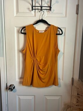 Mustard Twist-Front Sleeveless Top